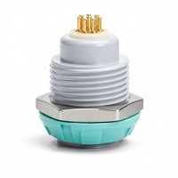 Conector Circular Push-Pull Serie P de BEXKOM, 6 Pines, Receptáculo Fijo Color Verde Azulado, Latón Chapado en Oro, Grado Médico, Bajo Costo