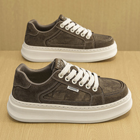 Baskets décontractées à plateforme pour hommes, taille 39-44, à lacets, semelle épaisse, style skate, couleur kaki marron, chaussures de marche quotidiennes pour hommes