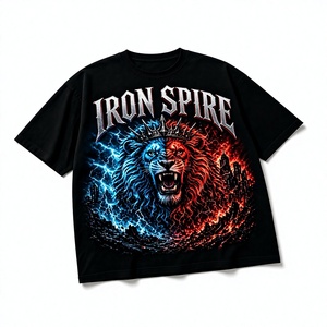 Iron Spire Men's Black 100% Cotton Lightweight T-<b>Shirt</b> Short Sleeve O-Neck Regular Fit Printed <b>Lion</b> Design Street Style - Product Image 1