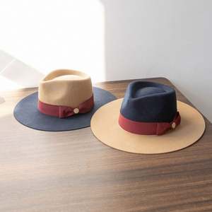 Chapeau Fedora Unisexe Tendance 2025 en Feutre 100% Laine, Bicolore, à Large Bord et Couronne Goutte d'Eau, Idéal pour Fêtes, Jazz et Scènes en Extérieur - Product Image 4
