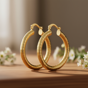 Golden <b>Hoop</b> <b>Earrings</b> For Women 18K Gold Plated Zinc Alloy Classic Style <b>Fashion</b> Jewelry - Product Image 2