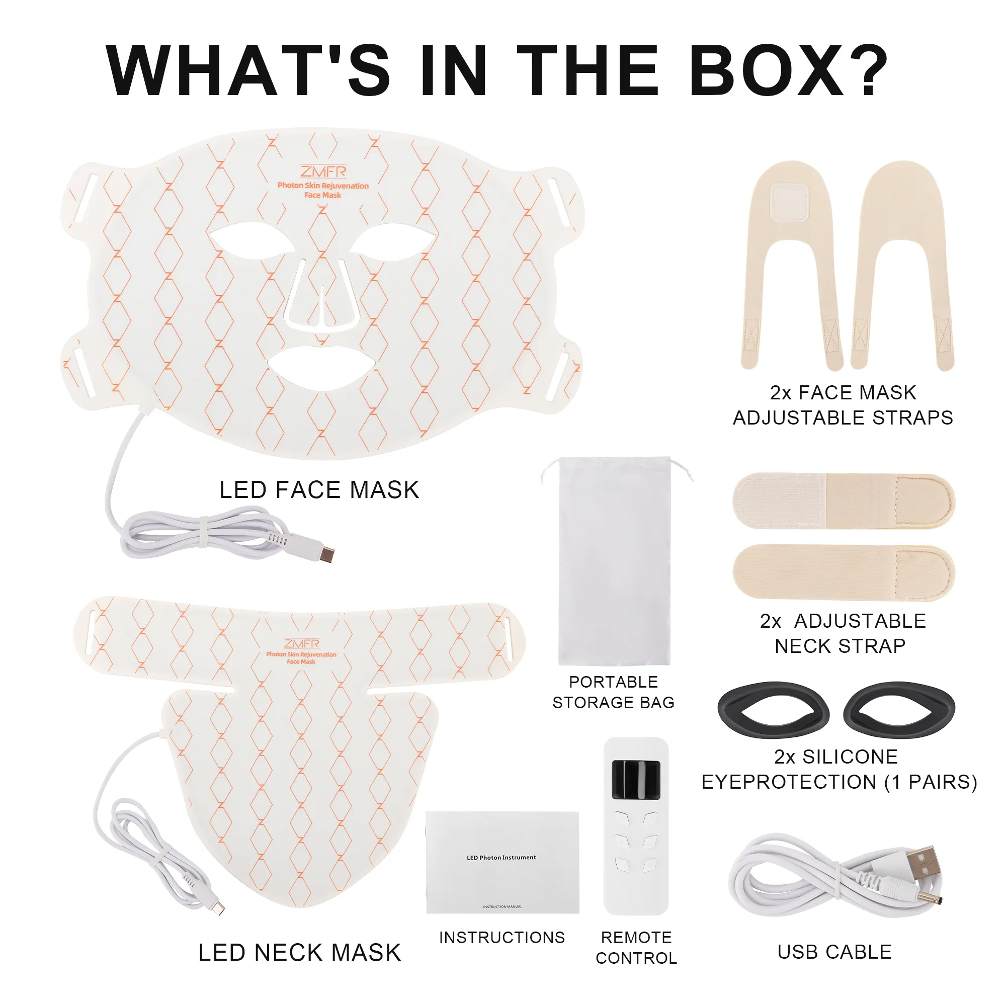 실리콘 부드러운 구부릴 수있는 실리콘 스킨 케어 LED 페이셜 마스크 목 가슴 치료 미용 홈 사용