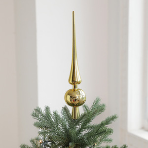 Neue Kürbisbaumspitzen-Sterne, galvanisiert, mit Schneeflockenmuster, bunt, kegelförmig/kugelförmig, europäisch-amerikanischer Stil, Weihnachtsdekoration - Product Image 2