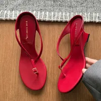 Nouvelles Sandales Compensées à Talons Hauts pour Femmes, Style Mode, avec Bride à Boucle et Clip d'Orteil, en PU, Chaussures d'Été