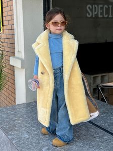 Cute Child Long Colorful Real Sheep Shearling <strong>Gilet</strong> Teddy Coat Winter Wholesale Fashion Kids Teddy Bear Vest - Product Image 6