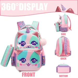 Mochila Escolar con Diseño de Animales para Niñas, con Lonchera y Estuche para Lápices, para Estudiantes de Primaria y <span class=keywords><strong>Preescolar</strong></span> - Product Image 5