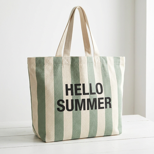 Custom Striped Non-Woven <b>Tote</b> <b>Bag</b> <b>Medium</b> Size Hand Carry Shopping <b>Bag</b> Daily Use Pink Yellow Green Gray Colors - Product Image 2