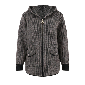 Áo khoác len cashmere dệt kim thiết kế riêng cho nữ, tay dài, mùa đông, có khóa kéo, có túi - Product Image 1