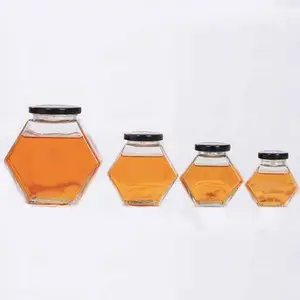 Food Grade 100Ml 180Ml 280Ml Honing Jam Glazen Pot 380Ml Hexagon Polygoon Glazen Pot Met Deksel