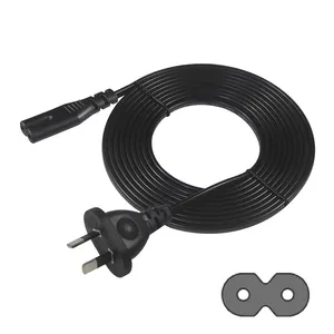 Mejor precio Conductor negro 5 Amp 250 voltios Cable de extensión estándar australiano Au 2 Pin Plug Prong Iec C7 Cable de alimentación