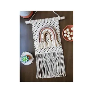 Neutrale Kinderzimmer Dekor Wandbehang Boho Makramee Muster Regenbogen Makramee für Baby Dekor