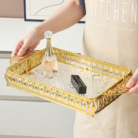 Plateau en acrylique doré en fer forgé à un seul niveau, plateau électrique de luxe pour la nourriture, décoration de banquet domestique, fruits/gâteaux