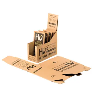 Caja de cartón con impresión personalizada, contenedor de exhibición de sobremesa, rasgado
