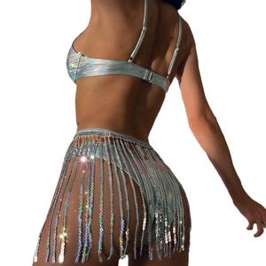 2024 Explosion Sexy Swimsuit Women <strong>Gold</strong> Sequins Tassels Bikini Prom Party Performance <strong>Dress</strong> Swimsuit - Product Image 6