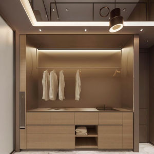 洗濯室収納家具用の吊り下げ棒付きカスタム一体型壁掛け積み重ね式ランドリーキャビネット - Product Image 3