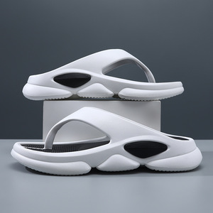 Men's <b>Flip</b> <b>Flops</b> Summer Outdoor Thick Sole EVA Breathable Non Slip Beach Slippers <b>White</b> Black Light Gray Adult Size 300g - Product Image 1