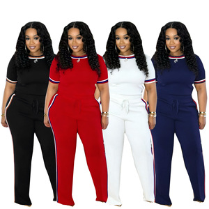 P8250 - Completo Estivo 2026 da Donna: T-shirt Casual con Scollo a O e Pantaloni Larghi, Set 2 Pezzi - Product Image 1