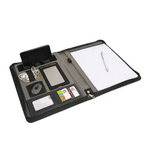 Profession elles Pu Leder A4 Pad folio Business Zipper Leder Portfolio