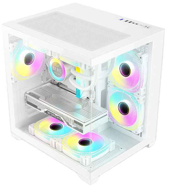 Seaview Mid Tower MicroATX Desktop Computer Case Water-Cooled USB Front Ports Home Office Live Broadcast Gaming Steel Stock