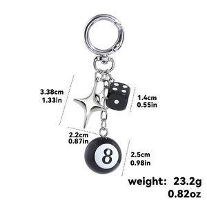 سلسلة مفاتيح جذابة من <span class=keywords><strong>8</strong></span> كرات على شكل النرد-حقيبة يد لطيفة إكسسوارات حقيبة يد-سلسلة مفاتيح جمالية للنساء والرجال - Product Image 2