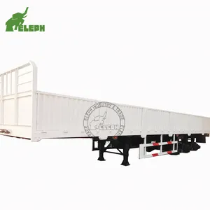 Remolque de panel lateral 3 ejes Tri Axle 40T 60 toneladas Contenedor de tablero de caída Semirremolque de camión de pared lateral de superficie plana a la venta