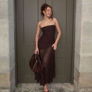 Maxfree Robe longue sans bretelles en maille naturelle pour femme, nouvelle collection transfrontalière - Product Image 1