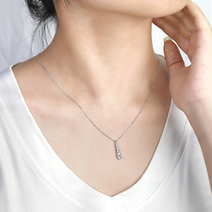 Jewelry Wholesaler Minimalist 925 Sterling Silver Rhodium Plated <b>Long</b> Teardrop Pave CZ Pendant <b>Necklace</b> Wedding Party Jewelry - Product Image 5