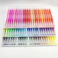 Лидер продаж на Amazon, 72 ярких цвета, набор, 0,4 мм тонкий кончик, хайлайтер, акварель, двойная кисть, ручка, художественные маркеры