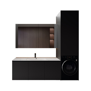 Meuble de salle de bain italien rectangulaire avec miroir intelligent éclairé, plateau en pierre et lavabo intégré - Product Image 5