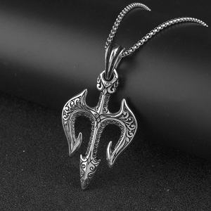 Colgante Retro del Tridente de Poseidón de la Mitología Griega, Collar Impermeable con Patrones Grabados de Neptuno para Hombre, Colgante Amuleto - Product Image 4