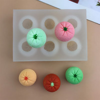3D Mini Oranje Siliconen Fondant Kaarsenmal 6-Vaks Kumquat Vormige Siliconen Fruitvormen Siliconen Mal voor Taartdecoratie