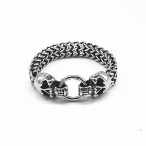 Yunnique, elegante pulsera de calavera de acero de titanio, cadena de acero inoxidable 316, joyería de moda para hombre, diseño geométrico de esqueleto - Product Image 1