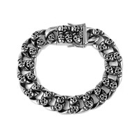 Chunky Skull Bracelet En Acier Inoxydable Cubain Lien Rétro Gothique Bijoux De Mode pour Hommes