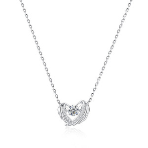 Guardian Wings Series Heart Pendant Necklace Stainless Steel Clavicle Chain Jewelry For Women Gift - Product Image 1