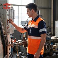 Chemise de sécurité haute visibilité JIADE pour hommes, chemise de travail réfléchissante à manches courtes, boucle porte-outils, fente latérale, travaux routiers, travaux en extérieur