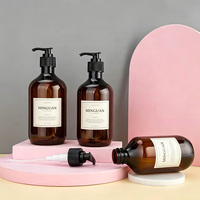 Flacon de lotion et shampoing en plastique ambré 300ml 400ml 500ml – Emballage cosmétique tendance avec pompe pour gel douche et nettoyant corporel