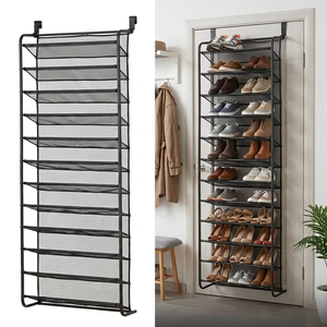 Vietnam Origin NSF Black 10 Tier Over the Door Shoe Rack Organizer Entryway Vertical Metal <strong>Storage</strong> Rack <strong>Wall</strong> Mount Shelf <strong>Unit</strong> - Product Image 1