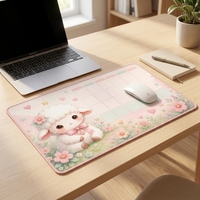 Tapis de Souris Calendrier Mouton Pastel Adorable, Tapis de Bureau en PVC Givré, Tapis d'Écriture pour Bureau