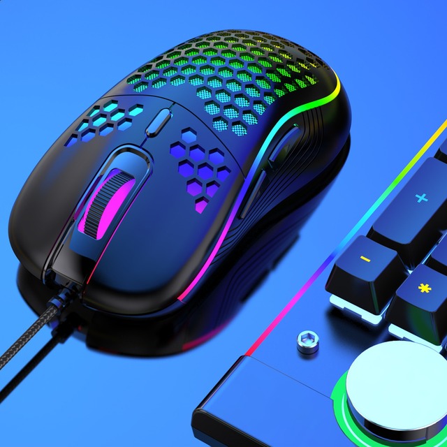 Hollow Honeycomb Design Charging Mouse RGB Lighting Gaming Mouse Lightweight TYPE-C Interface Wireless Gaming Mouse