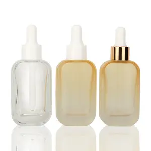 Estoque Atacado 30m Arredondado Flat Square Essential Oil Bottle Rose Gold Essence Perfume Limpar Garrafa Vazia Dropper