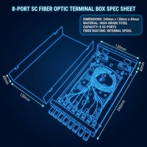 XINHAOZE Panneau de brassage <span class=keywords><strong>fibre</strong></span> optique robuste 8 ports SC Simplex à montage mural avec boîtier métallique pour câblage FTTX Garantie 1 an - Product Image 5