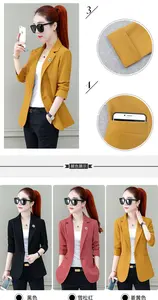 Giacca corta da <span class=keywords><strong>donna</strong></span> alla moda primavera autunno sottile sottile manica lunga Outwear con bottone singolo abito Casual da <span class=keywords><strong>donna</strong></span> - Product Image 4