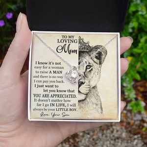 Collier UIONEN Lion Queen Mom en cuivre avec nœud d'amour classique et carte personnalisée avec texte - Cadeau de la fête des mères de la part de son fils - Product Image 6