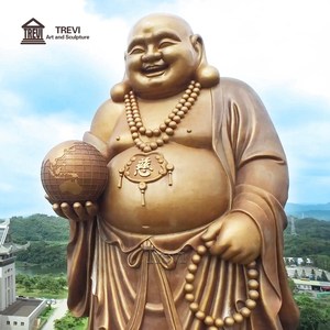 Estatua de Buda Sonriente de Bronce Fundido Grande TREVI |   Escultura de <span class=keywords><strong>Maitreya</strong></span> Sentado sobre un Trono de Loto para Jardín y Templo - Product Image 5