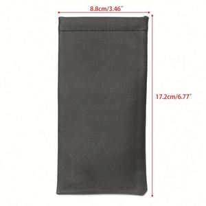 Vente en gros de boîtes de rangement pour lunettes portables 18*9cm, étui pour lunettes de soleil, pochette en cuir PU noir - Product Image 6