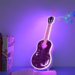 Yüksek kaliteli ev dekorasyon dokunmatik ışıklar ve temperli cam çocuk gitar hoparlörler