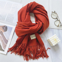 Écharpe d'hiver classique en cachemire épais et chaud pour femme, châle élégant à longues franges pour le quotidien et le bureau