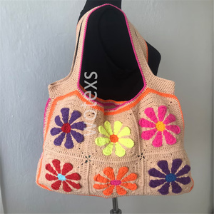Haute qualité <span class=keywords><strong>Crochet</strong></span> marguerite <span class=keywords><strong>sac</strong></span> grand-mère carré fleur <span class=keywords><strong>sac</strong></span> fleur transporter <span class=keywords><strong>sac</strong></span> à bandoulière <span class=keywords><strong>Crochet</strong></span> bobo fourre-tout - Product Image 1