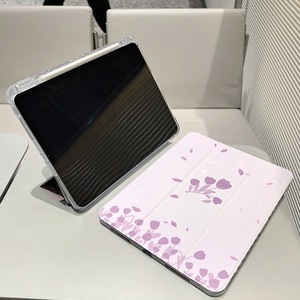Pour iPad Pro Air 7 11 pouces étui violet tulipe fleur motif acrylique dur dos anti courbure avec fente pour crayon - Product Image 3