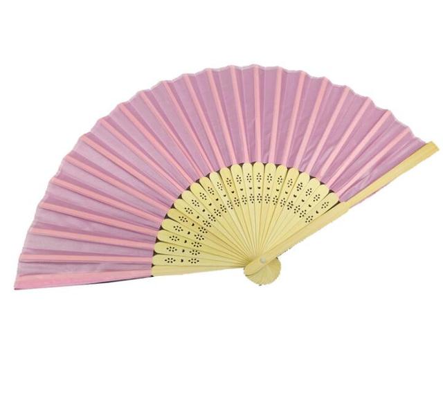 Handmade Chinese Silk Folding Bamboo Fan Folk Art Style Wedding Fans with Painted Technique Artisanal Handmade Fans